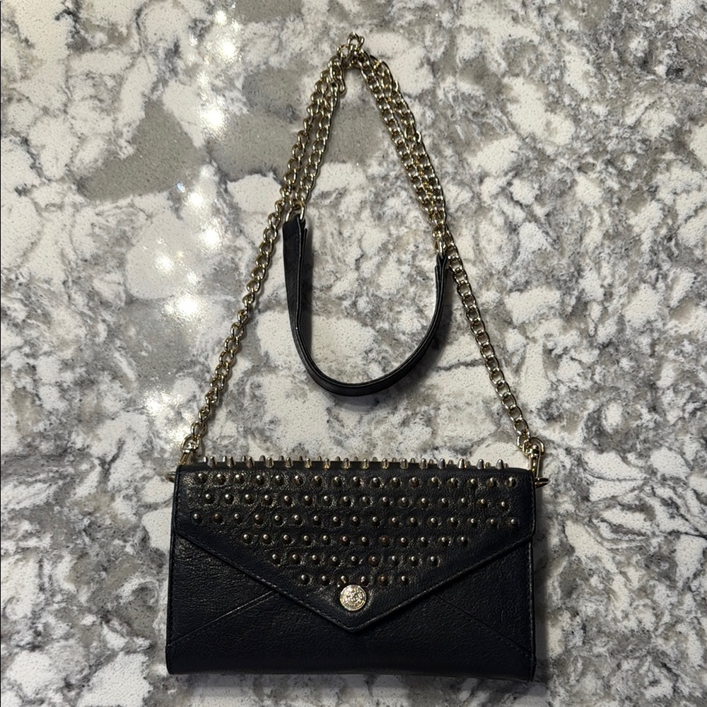 Rebecca Minkoff Black and Gold Studded Clutch/Crossbody